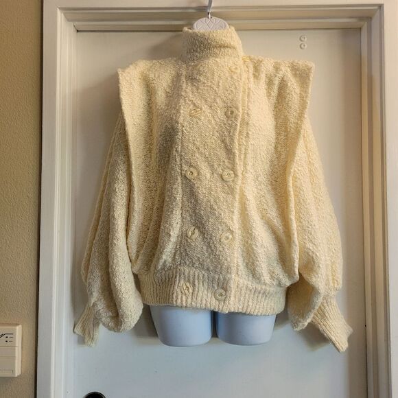 80s Max Bradley boucle balloon sleeve sweater jacket | vintage boucle sweater | - Picture 3 of 10